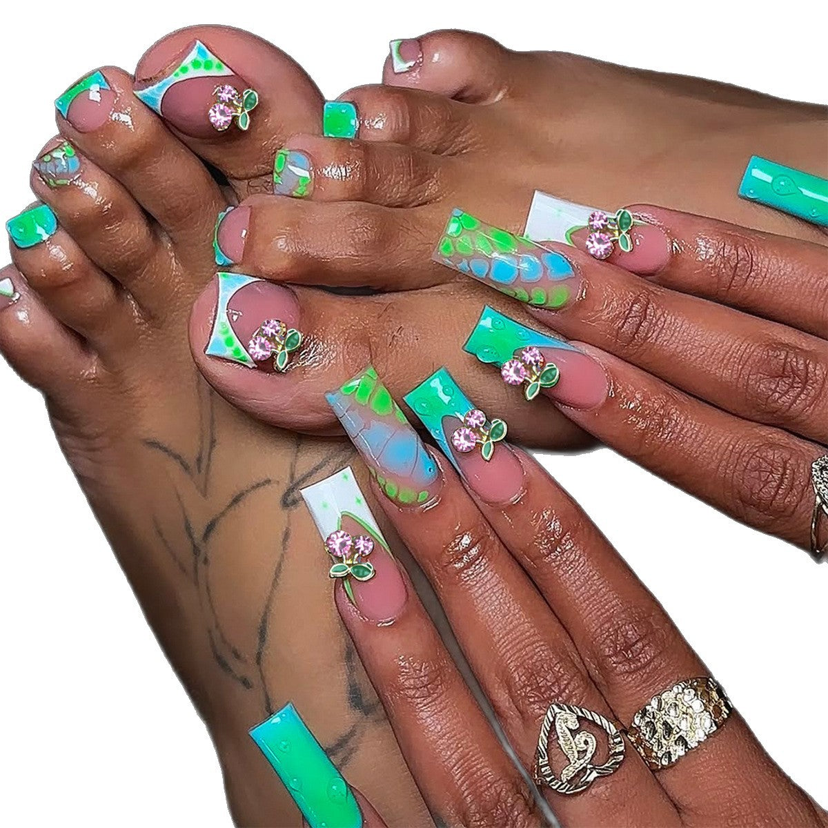 Artistic Glitter Accent Nail Extensions