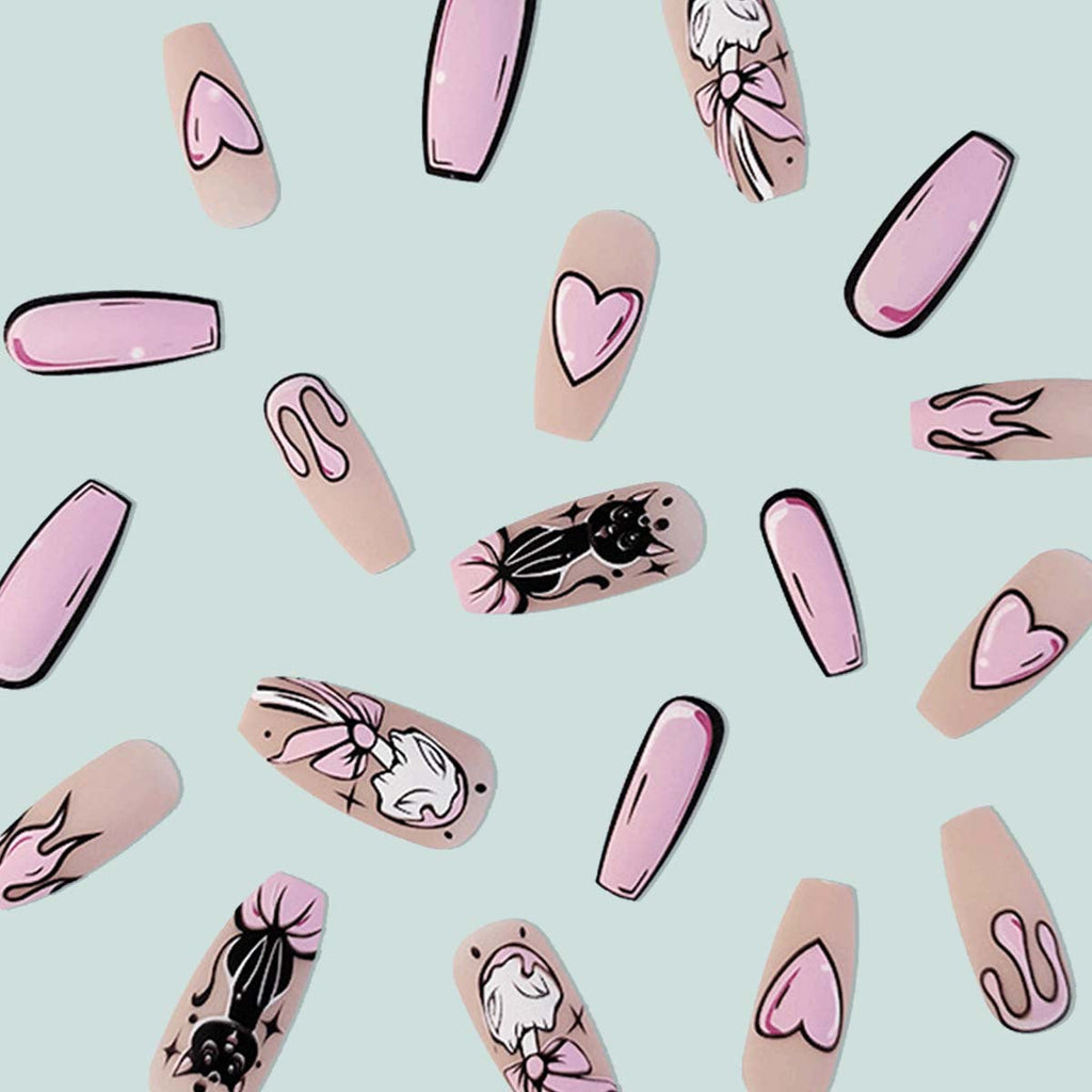 Artistic Heart Design Press-On Nail Extensions