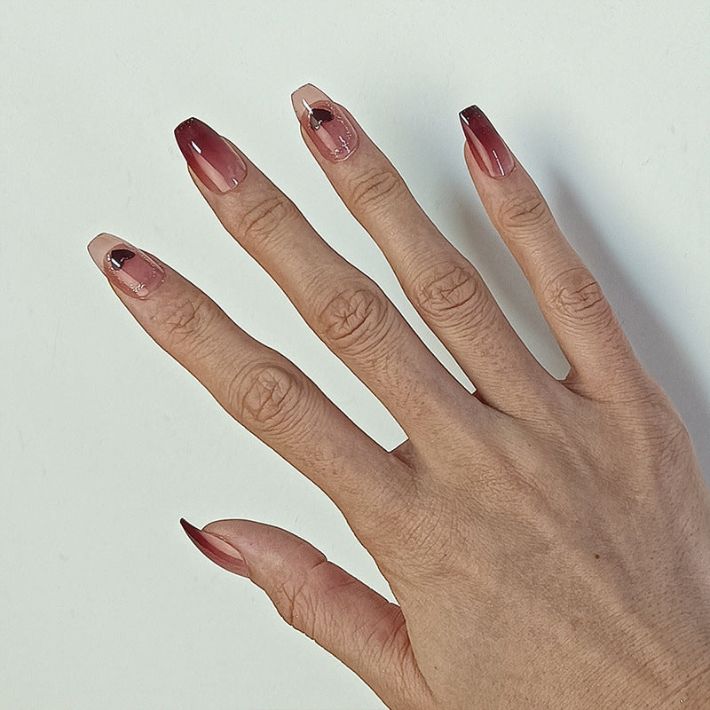Artistic Ombre Press-On Nails with Hearts