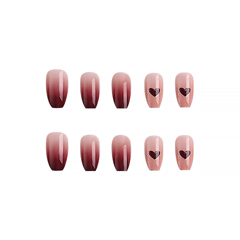 Artistic Ombre Press-On Nails with Hearts