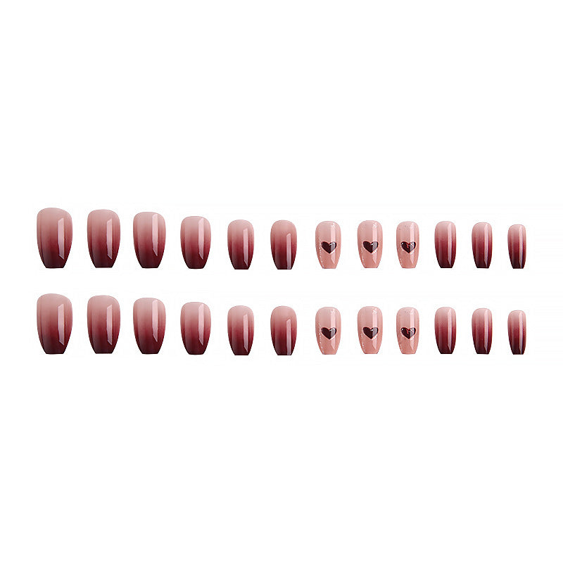 Artistic Ombre Press-On Nails with Hearts