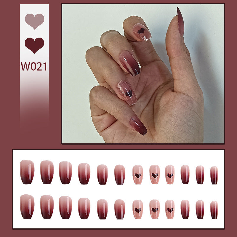 Artistic Ombre Press-On Nails with Hearts