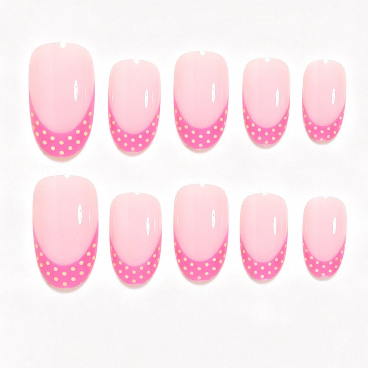 Artistic Polka Dot French Tip Press-On Nails