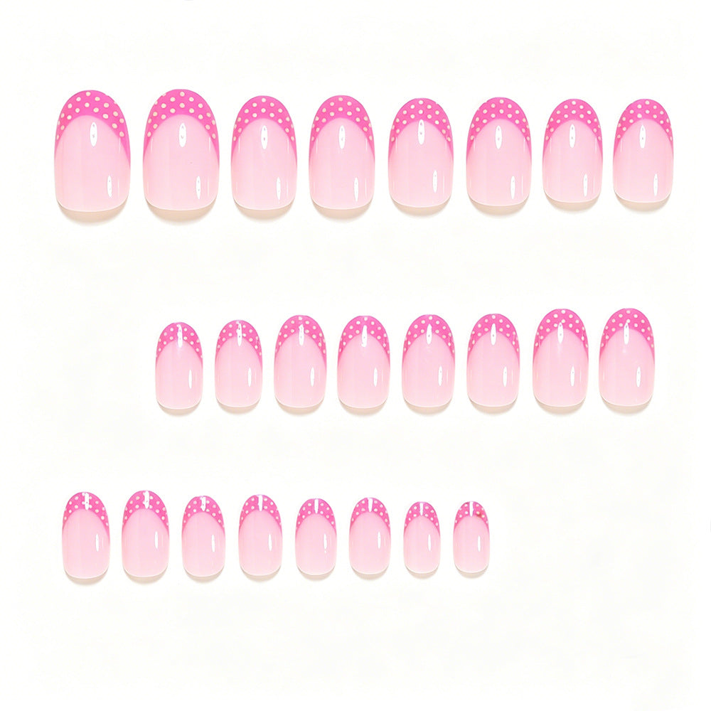 Artistic Polka Dot French Tip Press-On Nails