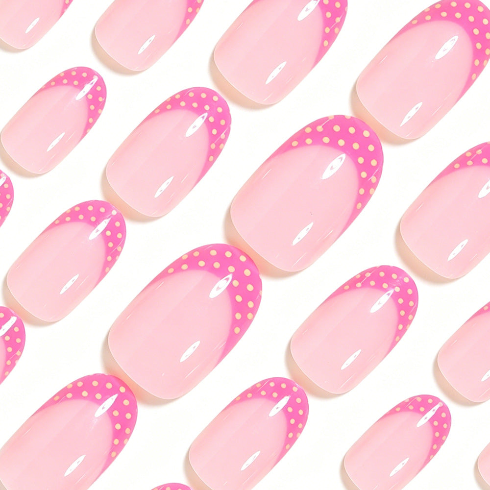 Artistic Polka Dot French Tip Press-On Nails