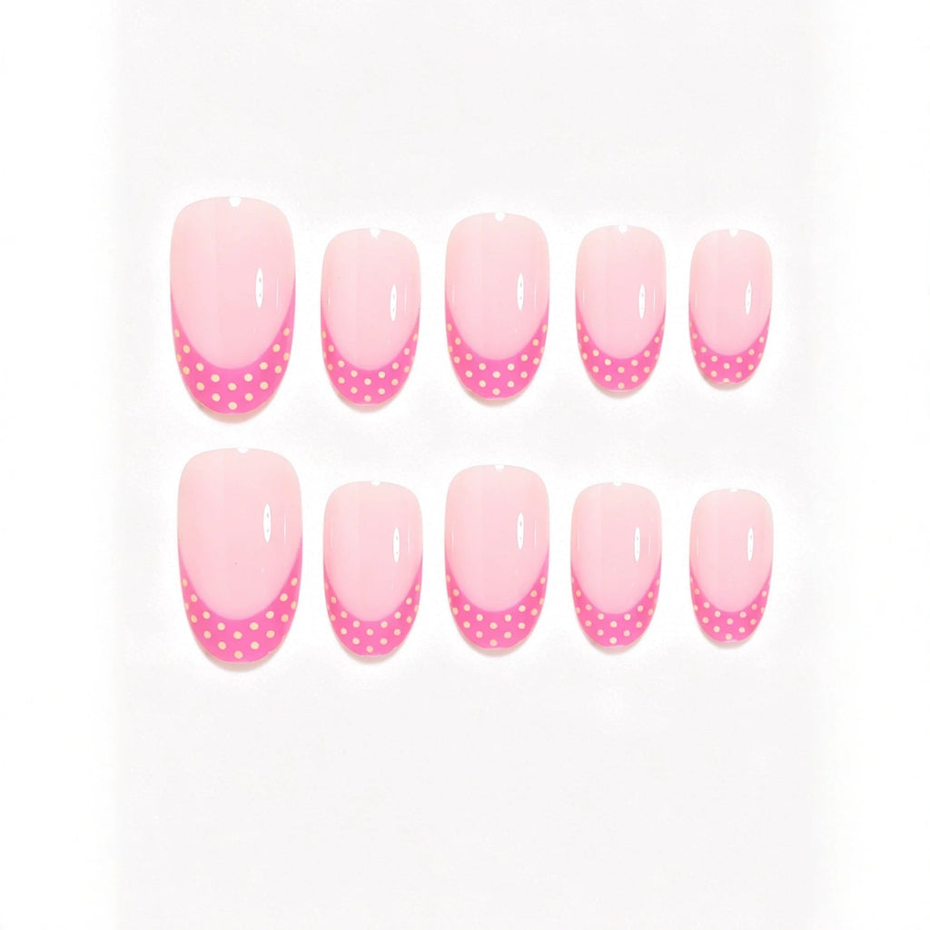 Artistic Polka Dot French Tip Press-On Nails