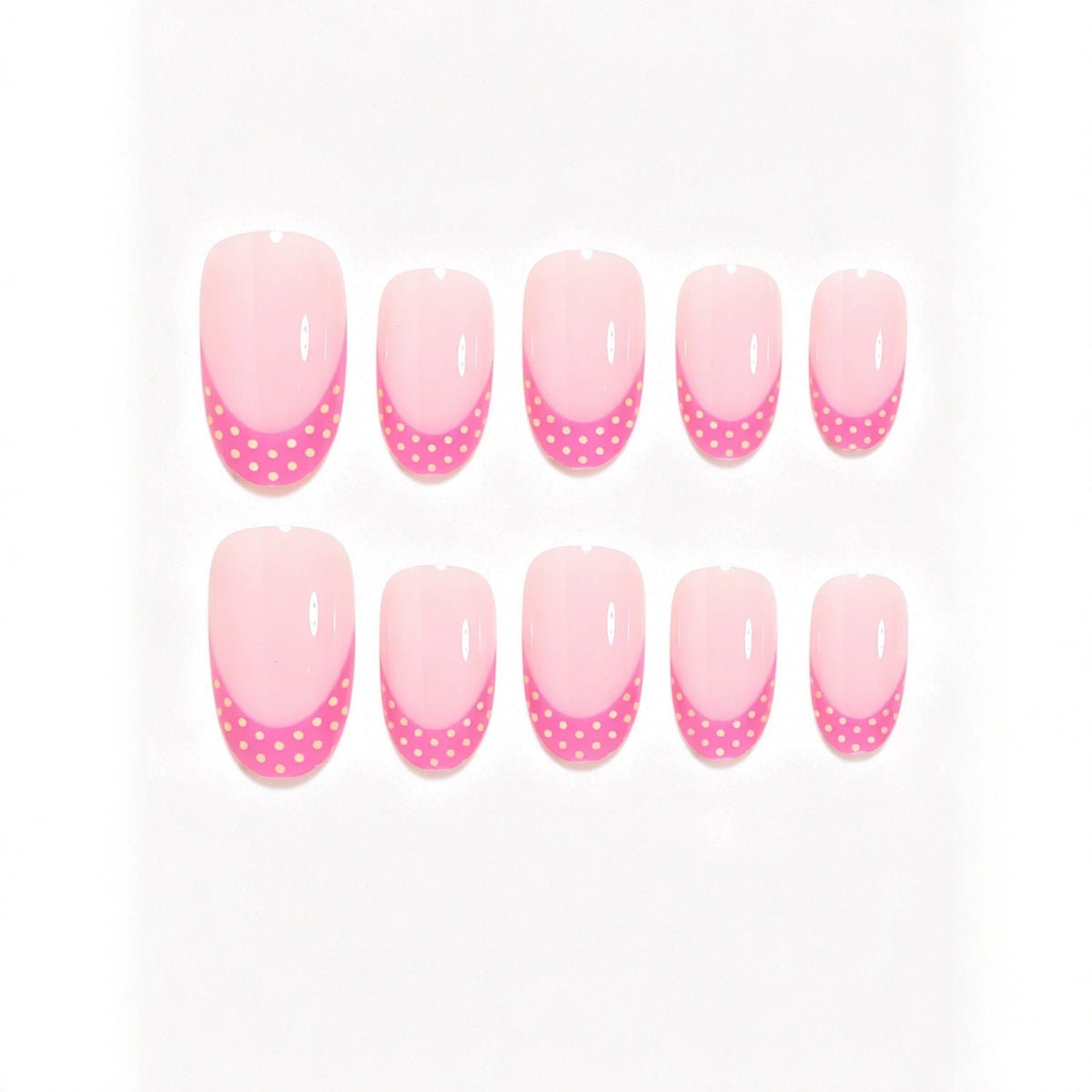 Artistic Polka Dot French Tip Press-On Nails