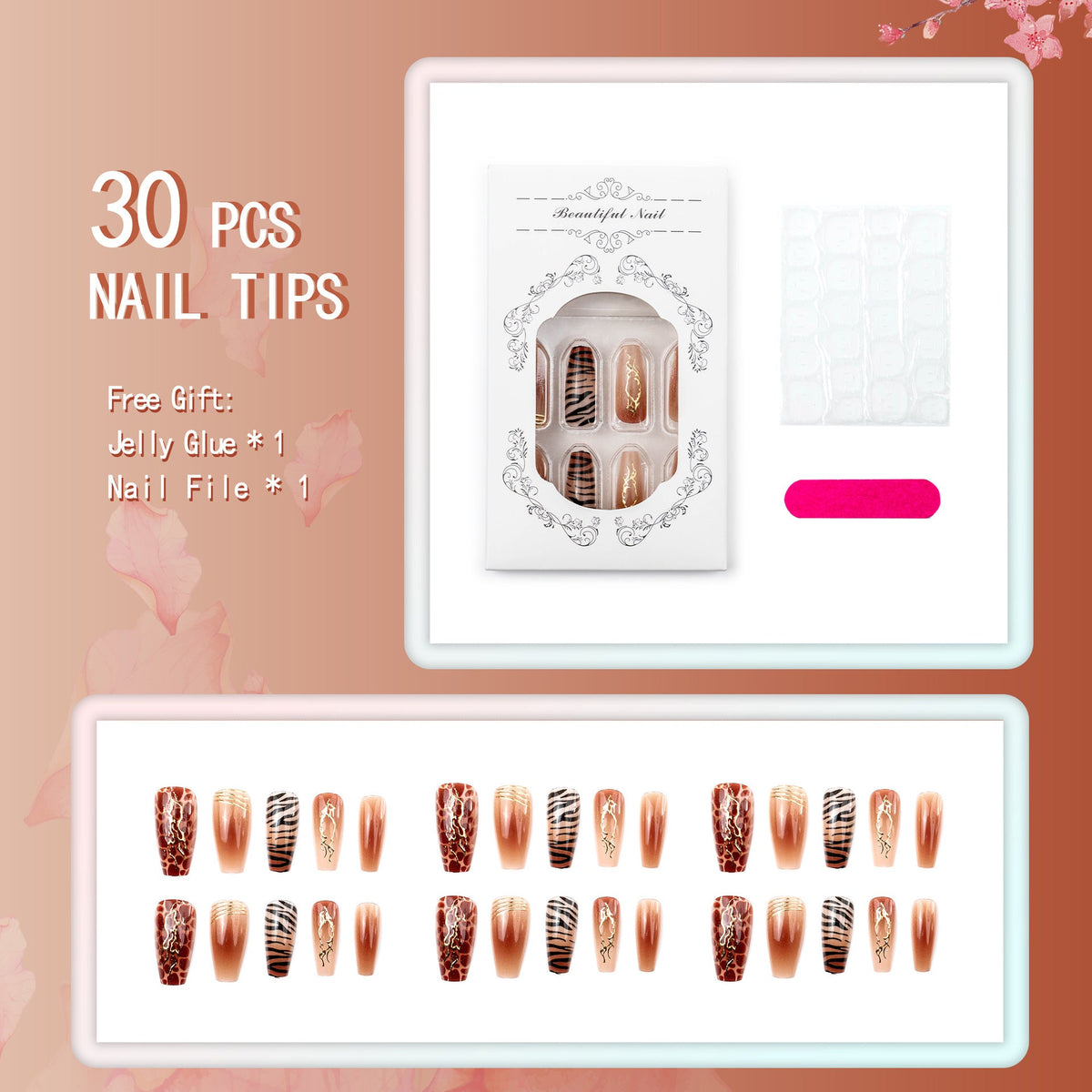 Artistic Press-On Nails with Elegant Designs