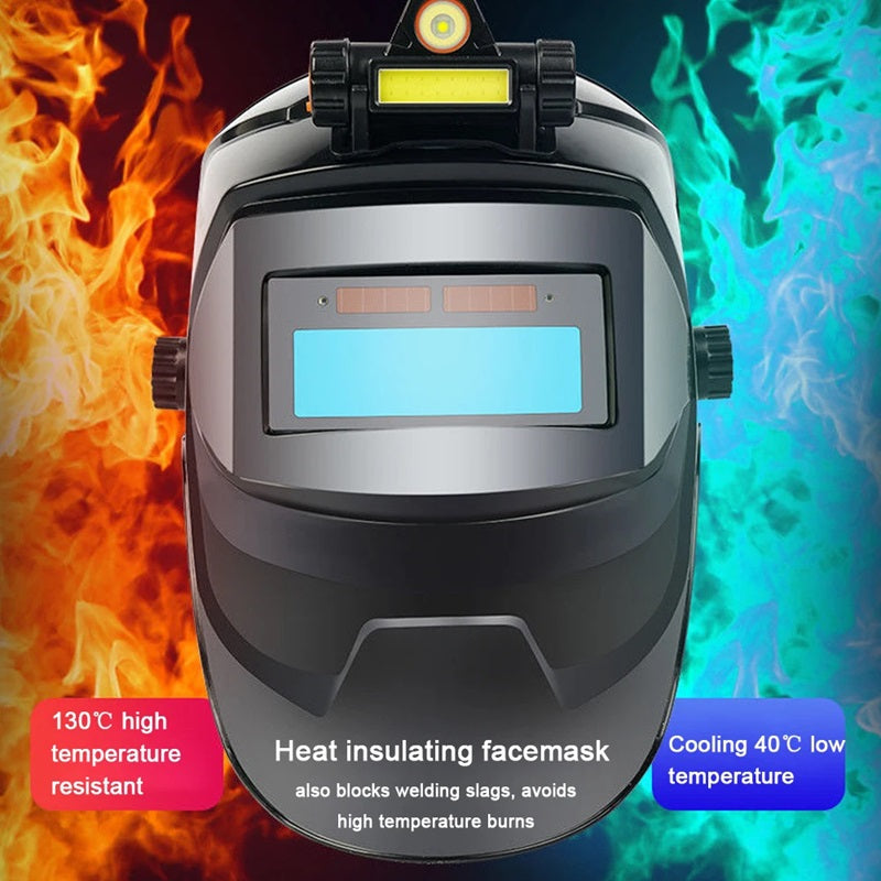 Auto-Darkening Welding Helmet with Built-In Headlamp