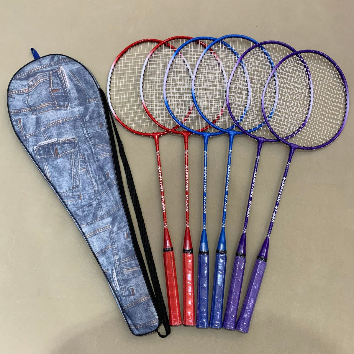 Badminton Racket Set with Multicolored Rackets and Protective Cover