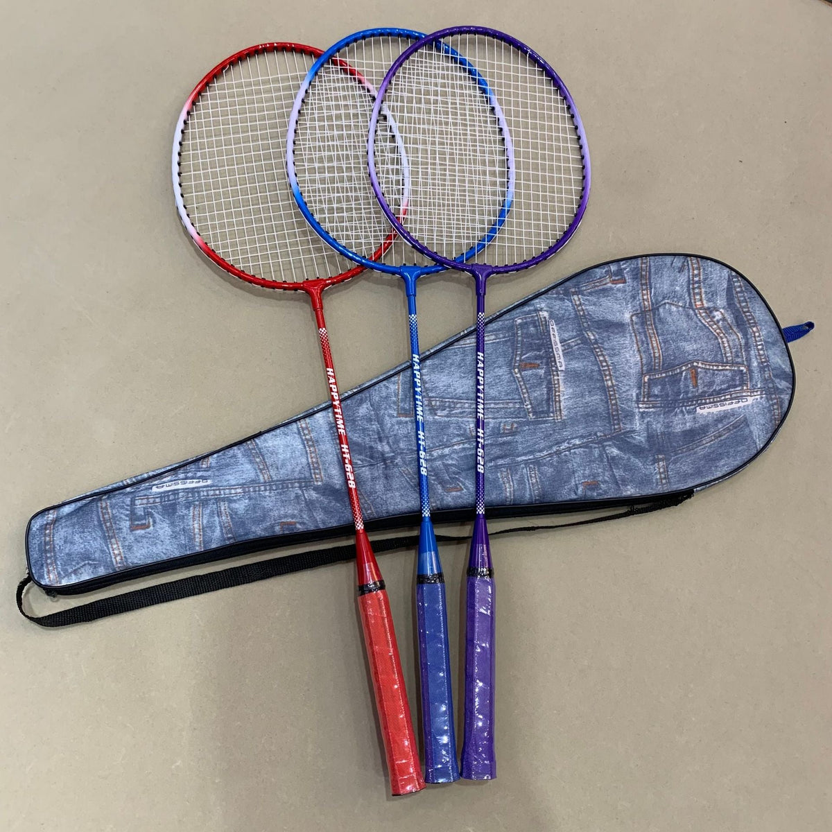Badminton Racket Set with Multicolored Rackets and Protective Cover