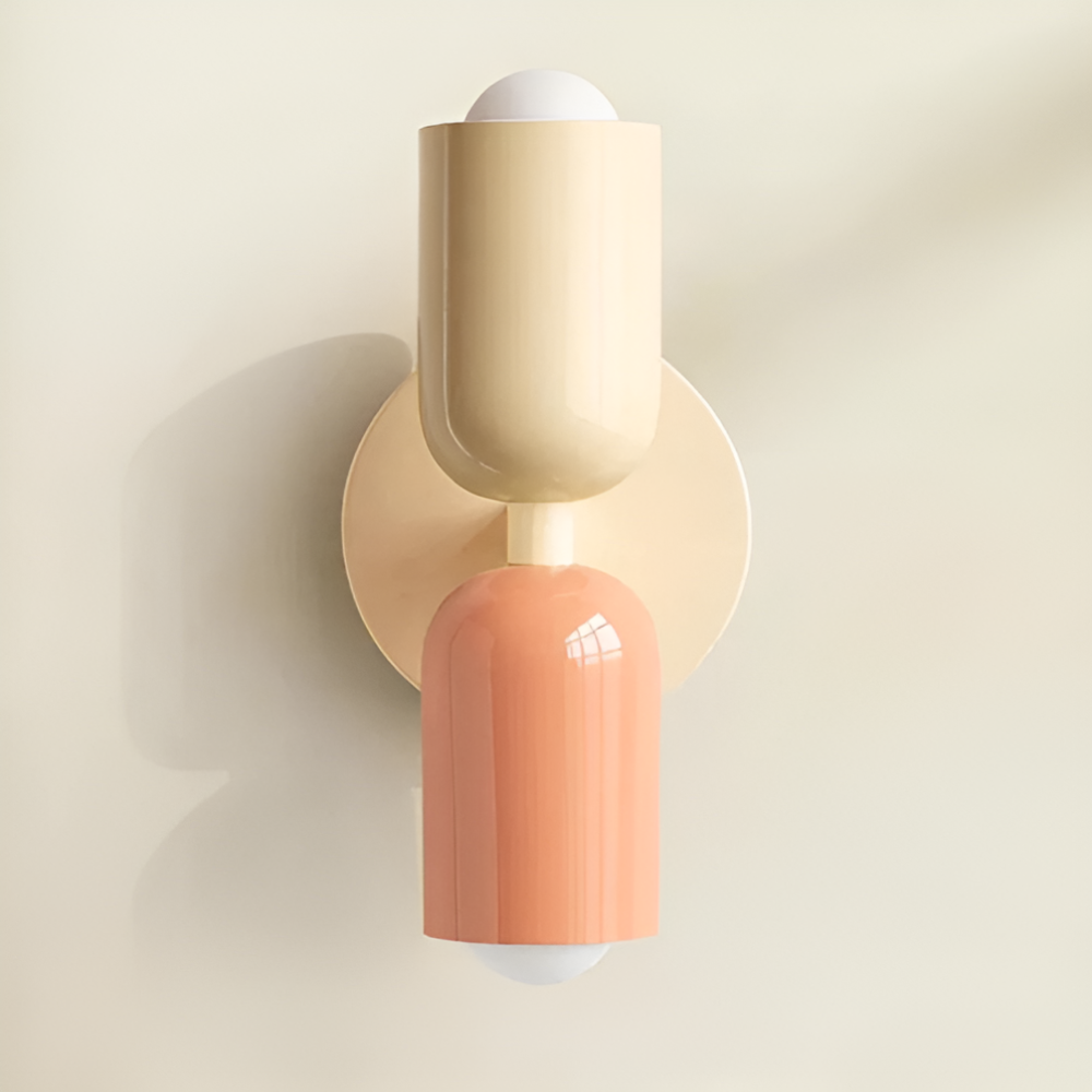 Battery Powered Wall Sconce — Dual Capsule Shades, Cordless Design