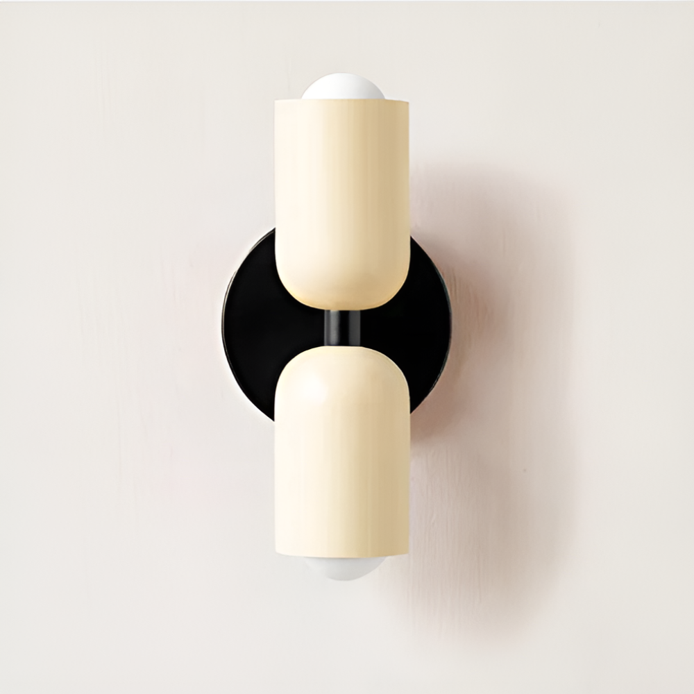 Battery Powered Wall Sconce — Dual Capsule Shades, Cordless Design