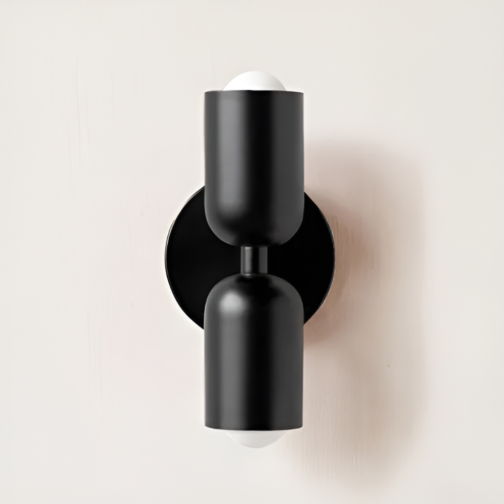 Battery Powered Wall Sconce — Dual Capsule Shades, Cordless Design