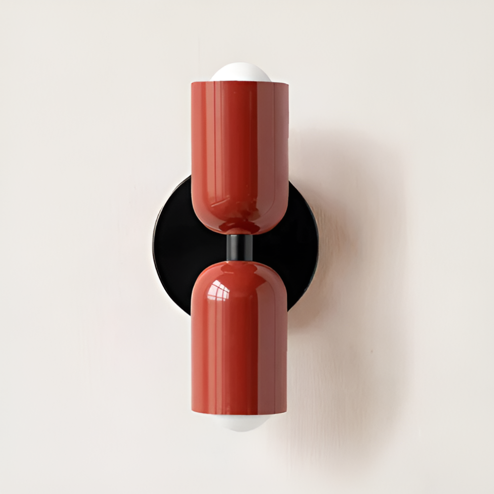 Battery Powered Wall Sconce — Dual Capsule Shades, Cordless Design