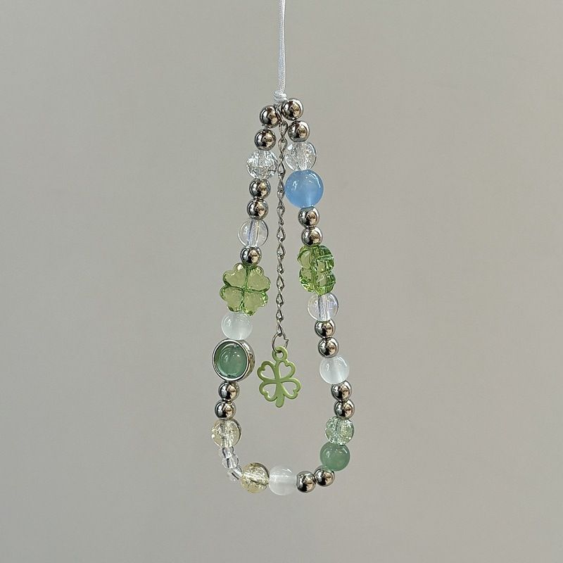 Beaded Phone Charm with Floral Accents