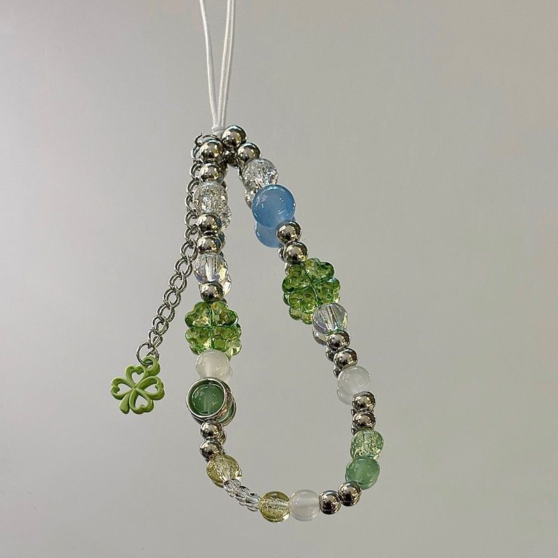 Beaded Phone Charm with Floral Accents