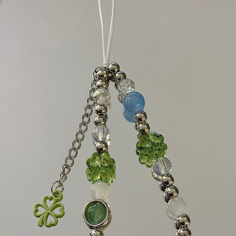 Beaded Phone Charm with Floral Accents