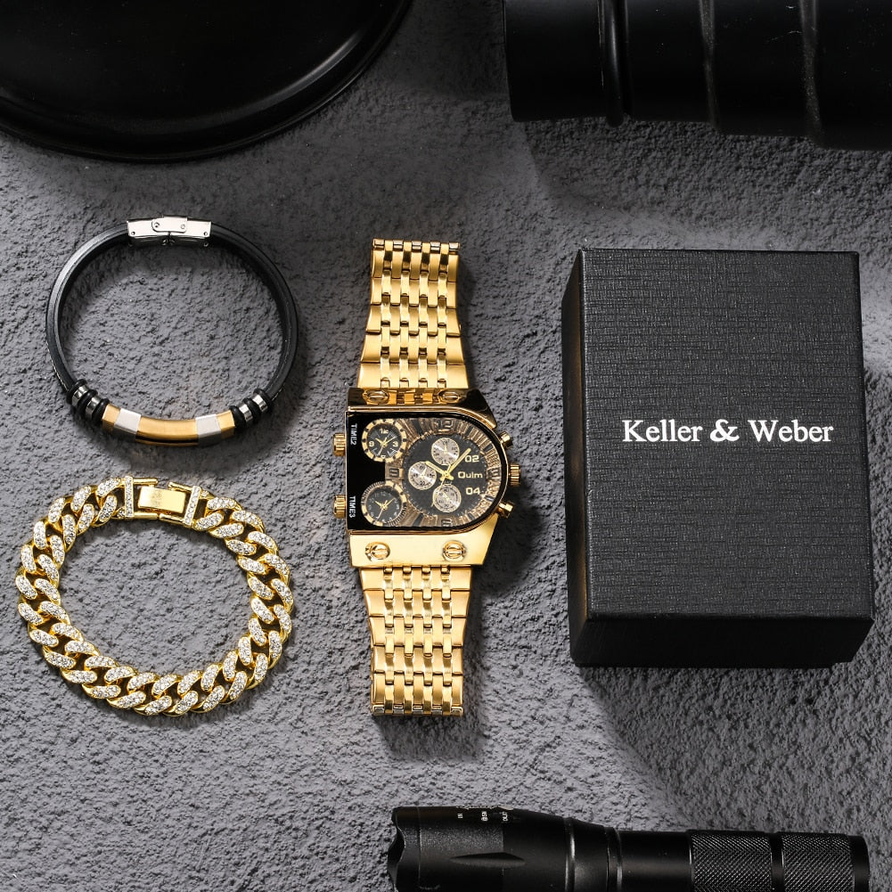 Big Dial Quartz Watch Business Gift Set for Men