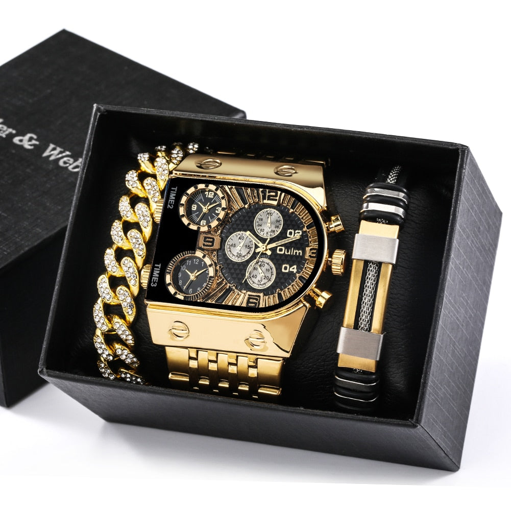Big Dial Quartz Watch Business Gift Set for Men