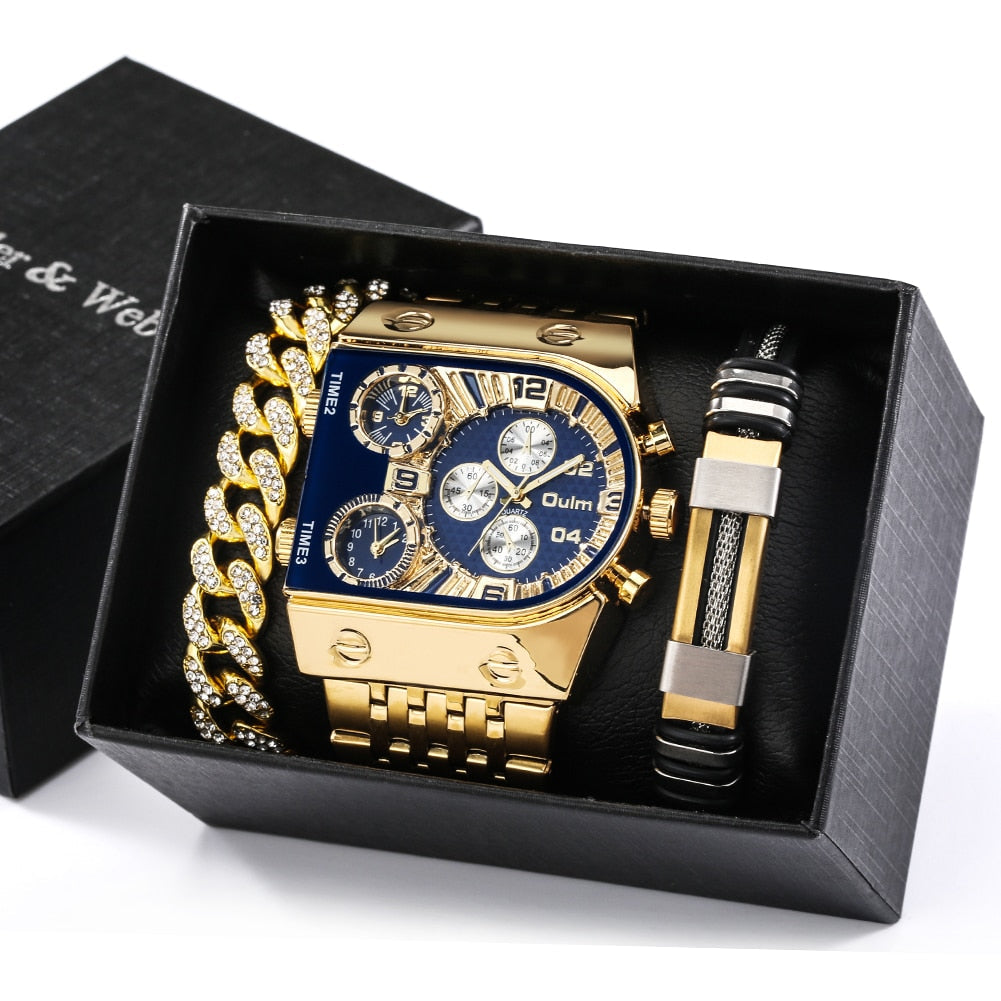 Big Dial Quartz Watch Business Gift Set for Men