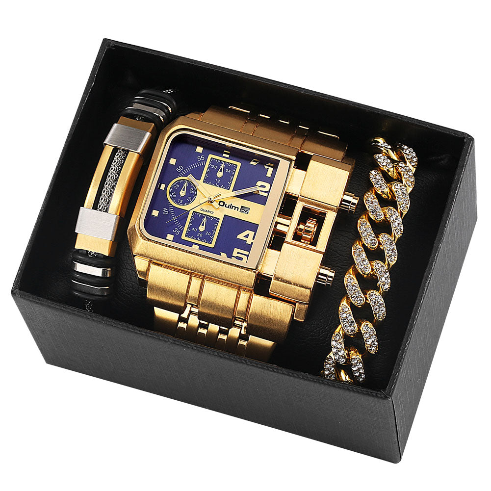 Big Dial Quartz Watch Business Gift Set for Men