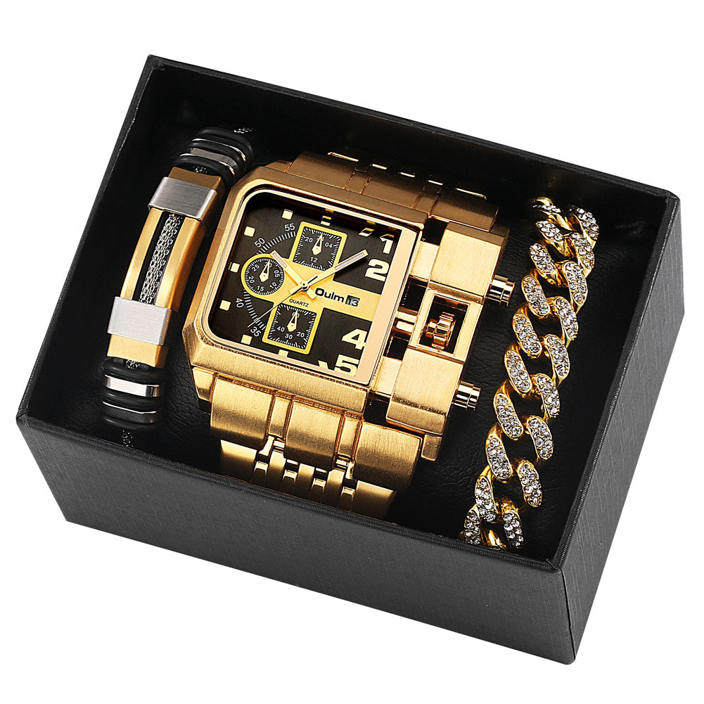 Big Dial Quartz Watch Business Gift Set for Men