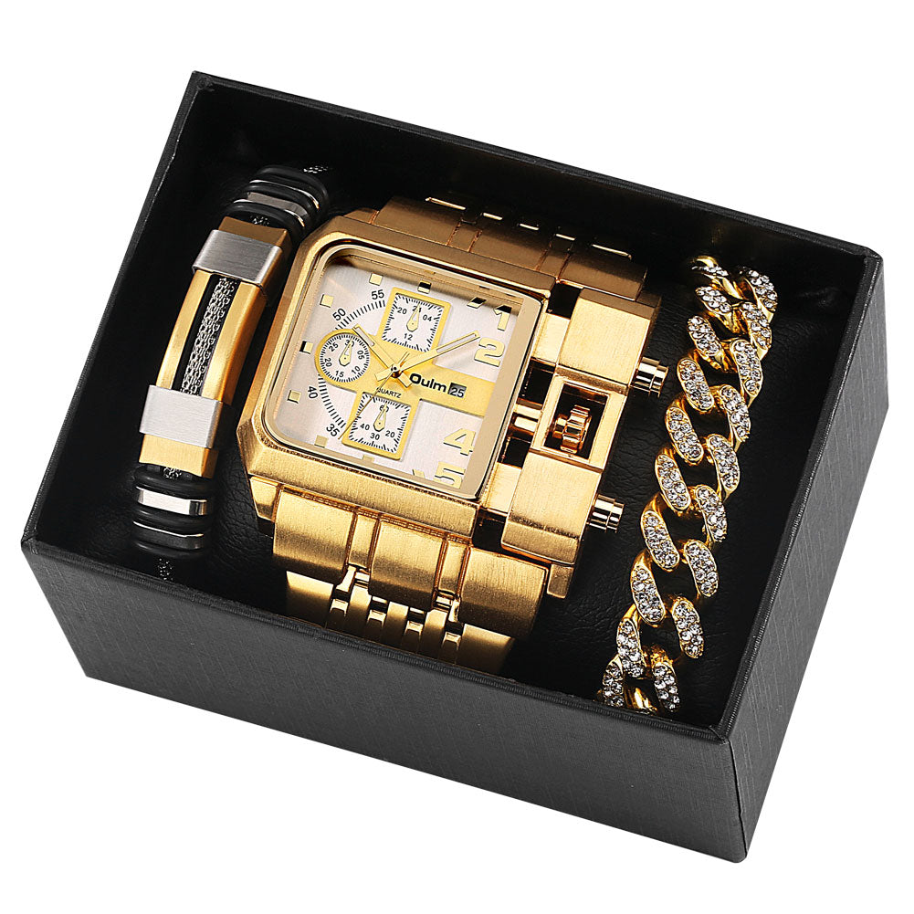Big Dial Quartz Watch Business Gift Set for Men