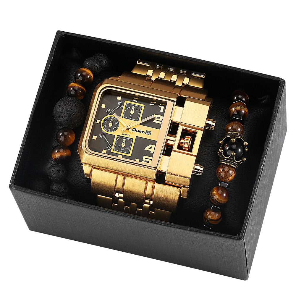 Big Dial Quartz Watch Business Gift Set for Men