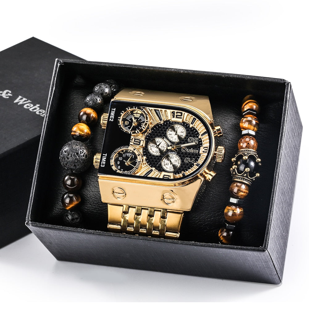 Big Dial Quartz Watch Business Gift Set for Men