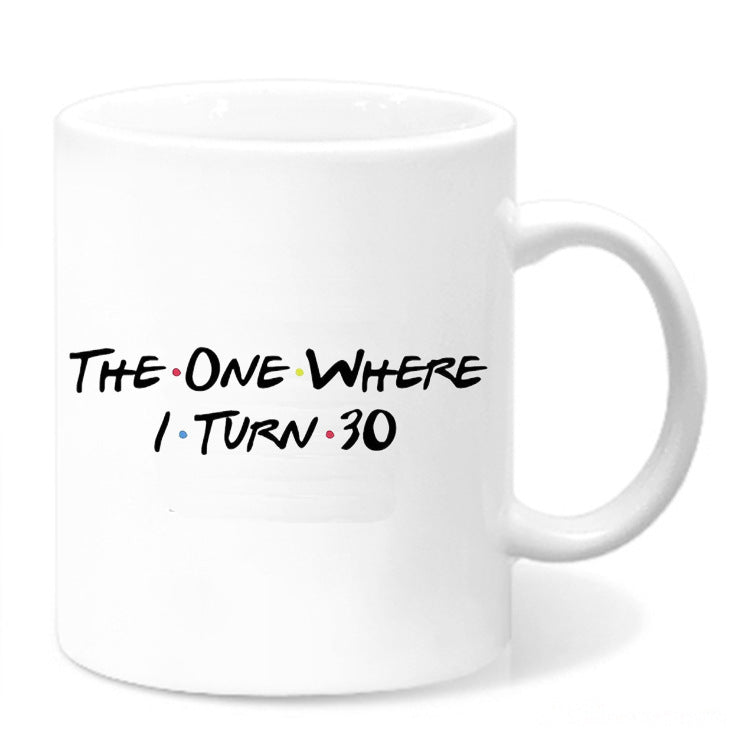 Birthday Novelty Ceramic Coffee Mug with Glossy Porcelain Finish and Large C-Handle