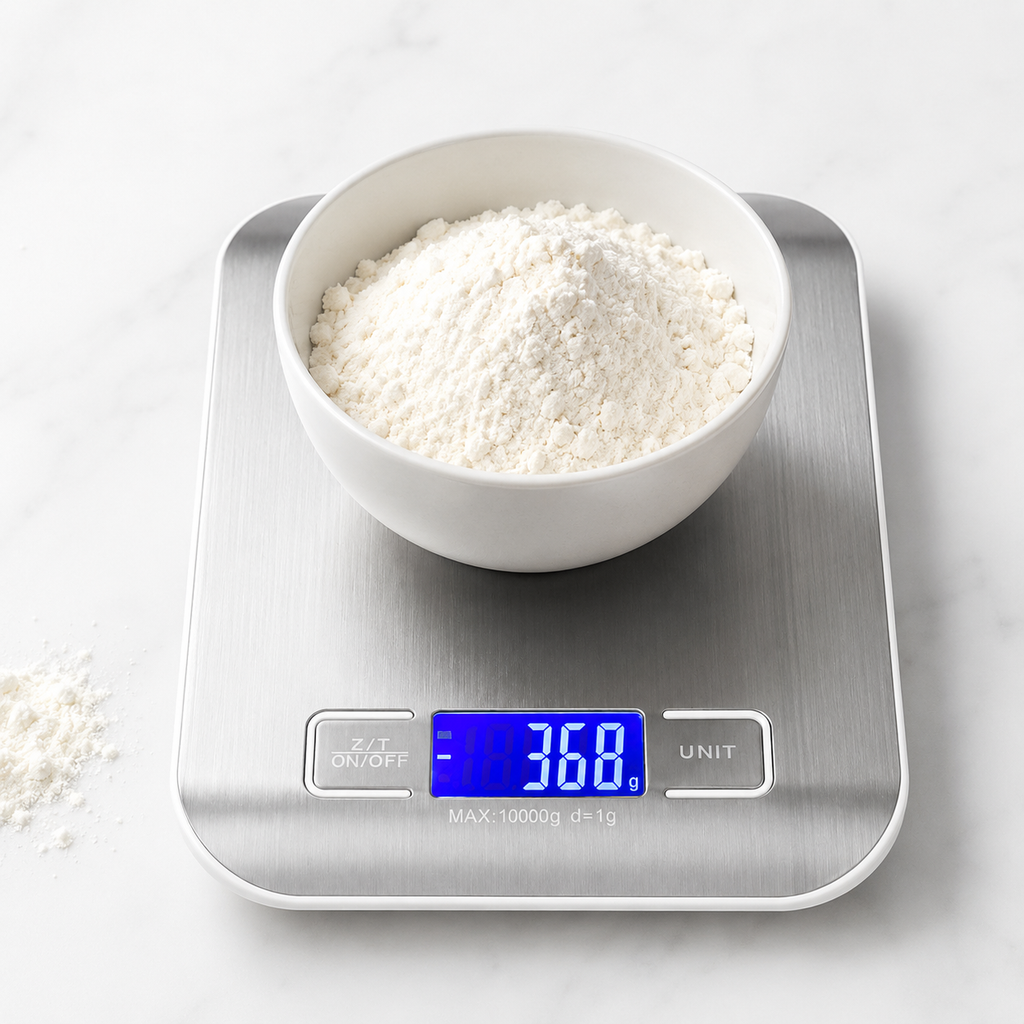 Brushed Stainless Steel Digital Kitchen Scale with Tare Function