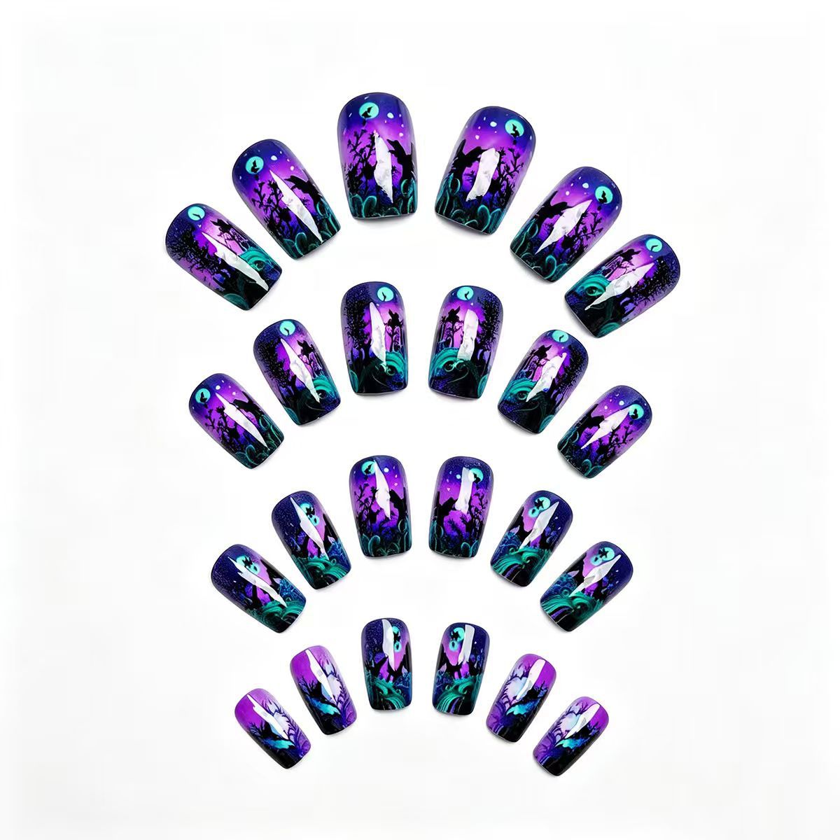 Butterfly Night Motif Press-On Nails