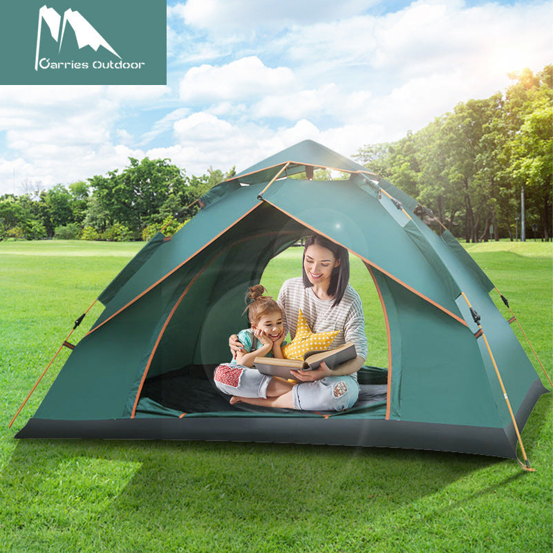 Camping Tent with Expandable Interior and Weatherproof Material