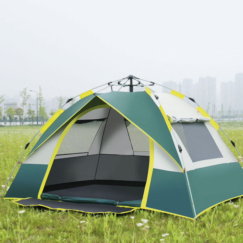 Camping Tent with Expandable Interior and Weatherproof Material
