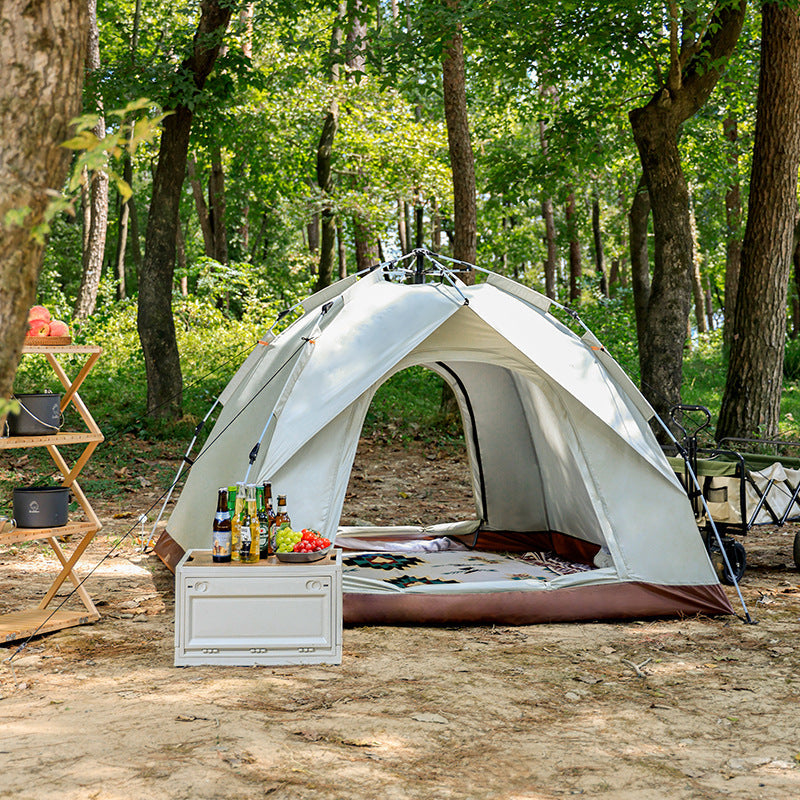 Camping Tent with Expandable Interior and Weatherproof Material