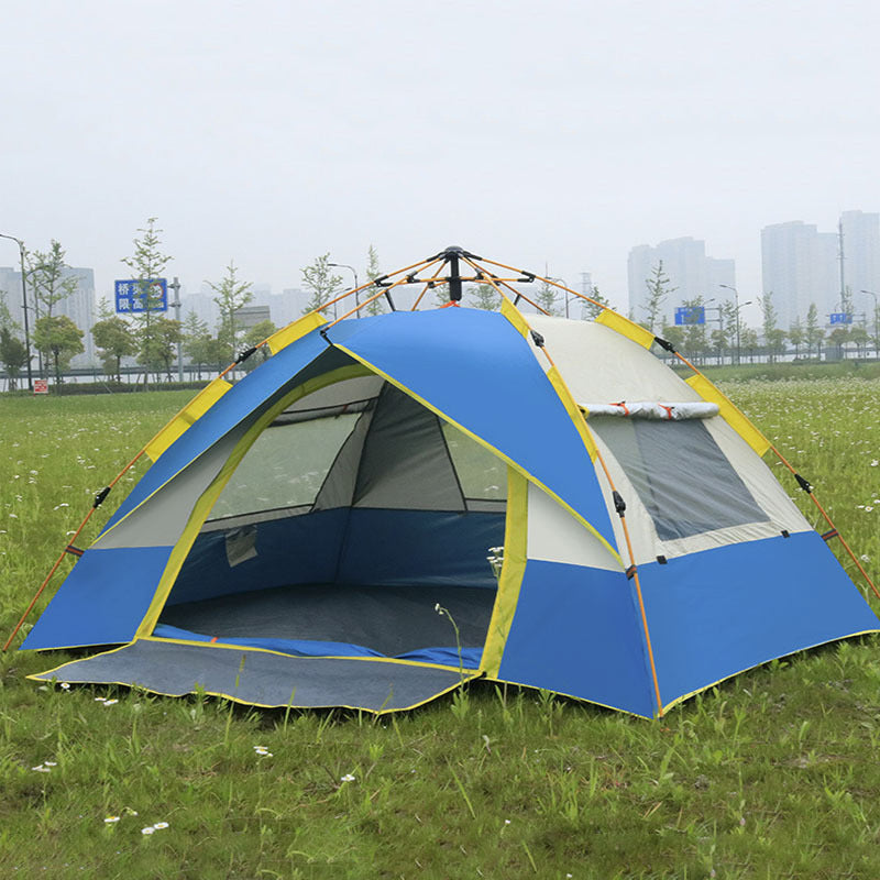 Camping Tent with Expandable Interior and Weatherproof Material
