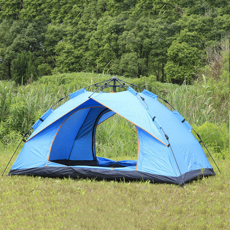 Camping Tent with Expandable Interior and Weatherproof Material
