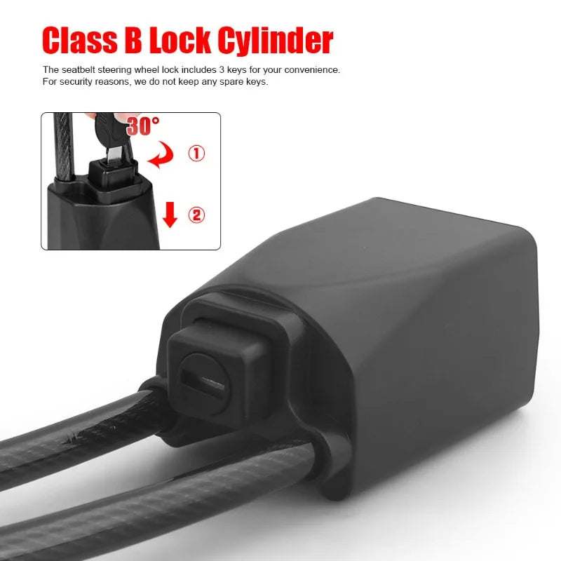 Car Steering Wheel Lock with Seat Belt Socket
