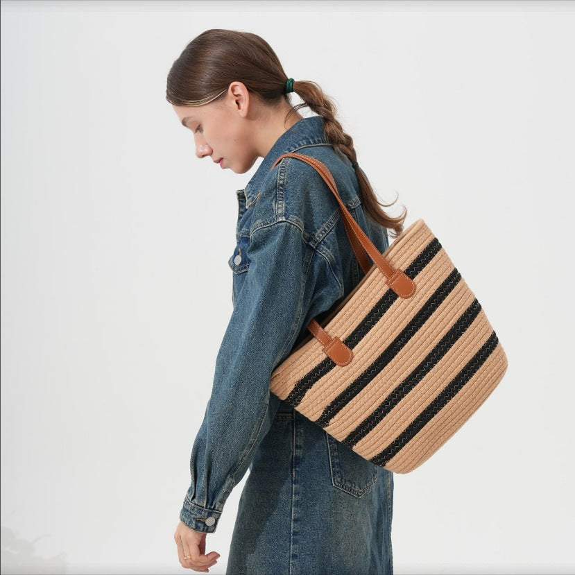 Casual Striped Tote Bag