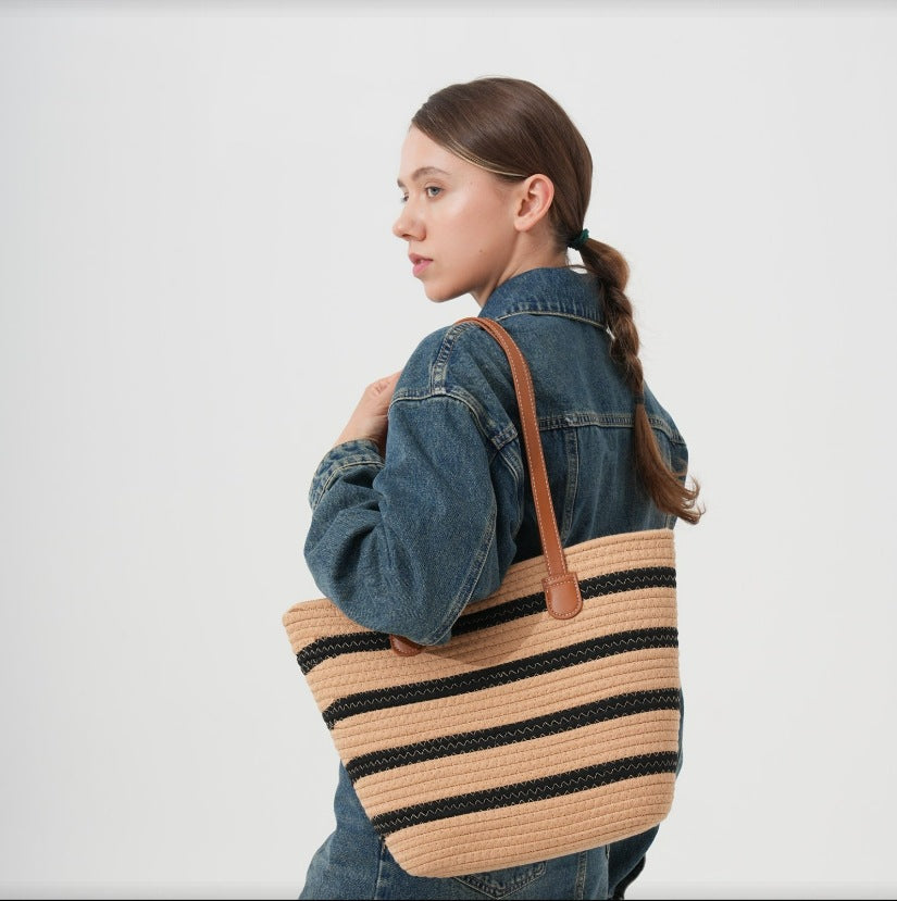 Casual Striped Tote Bag