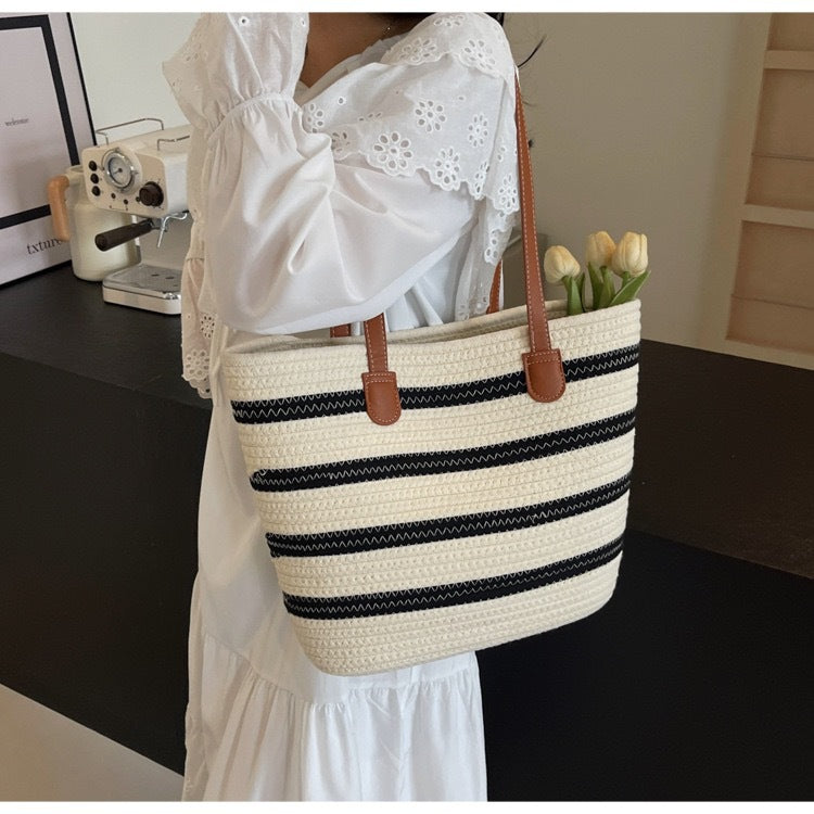 Casual Striped Tote Bag