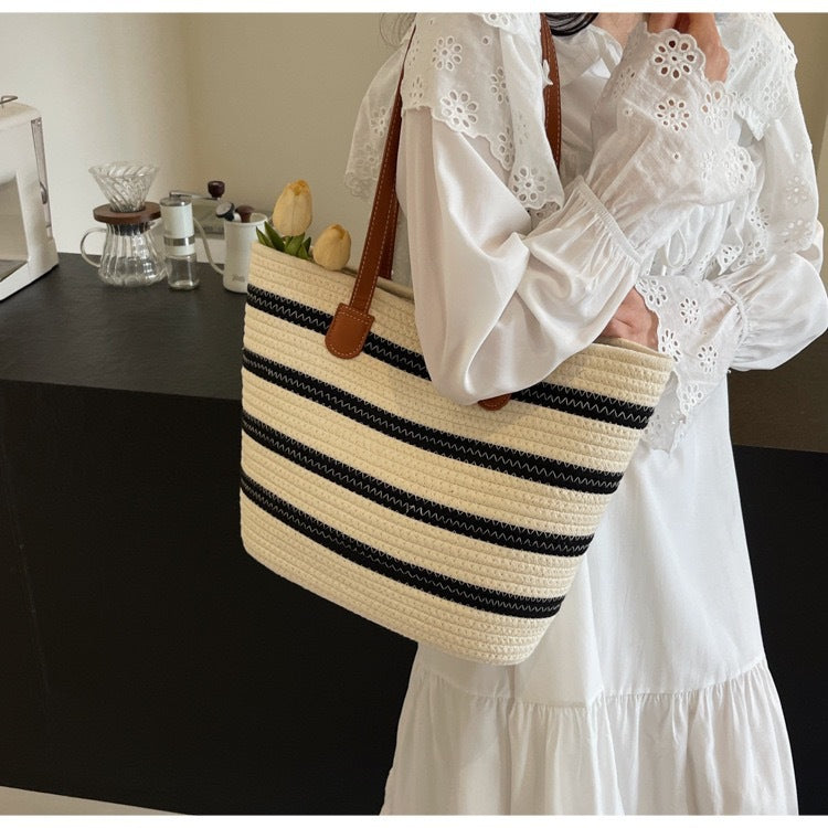 Casual Striped Tote Bag