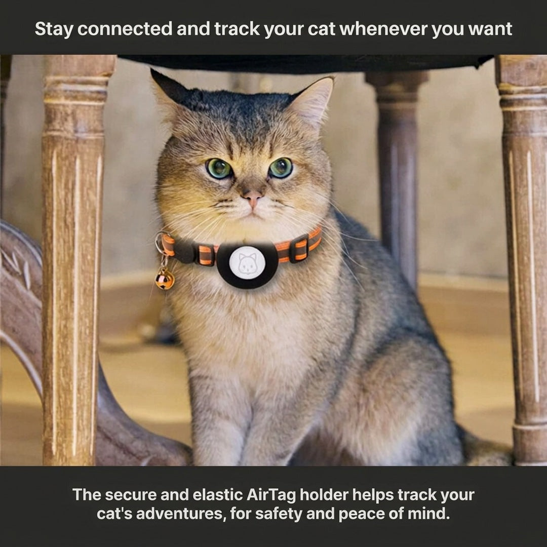Cat Collar with GPS Tracker Holder, Reflective, Breakaway Safety Buckle