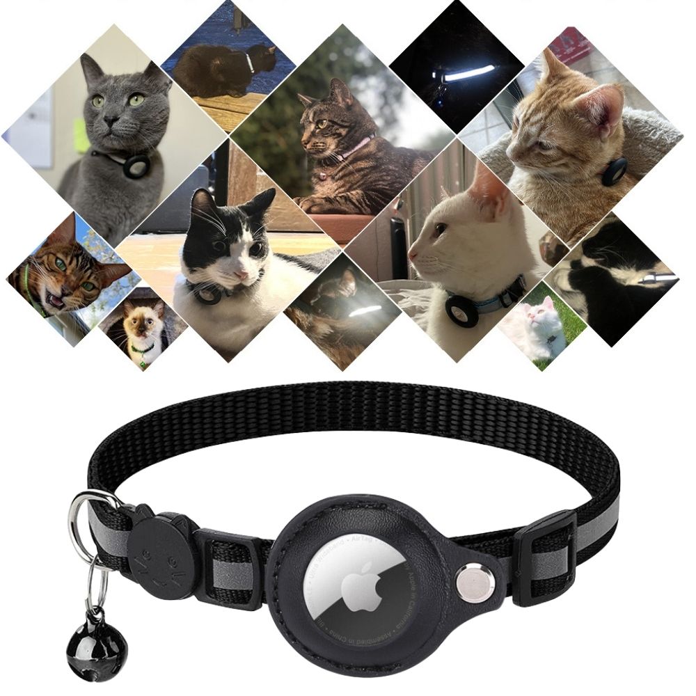 Cat Collar with GPS Tracker Holder, Reflective, Breakaway Safety Buckle