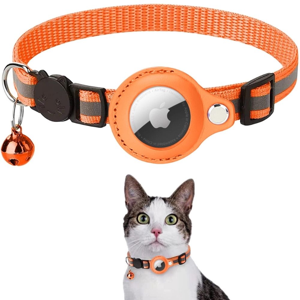 Cat Collar with GPS Tracker Holder, Reflective, Breakaway Safety Buckle