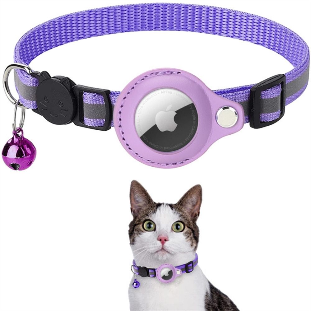 Cat Collar with GPS Tracker Holder, Reflective, Breakaway Safety Buckle