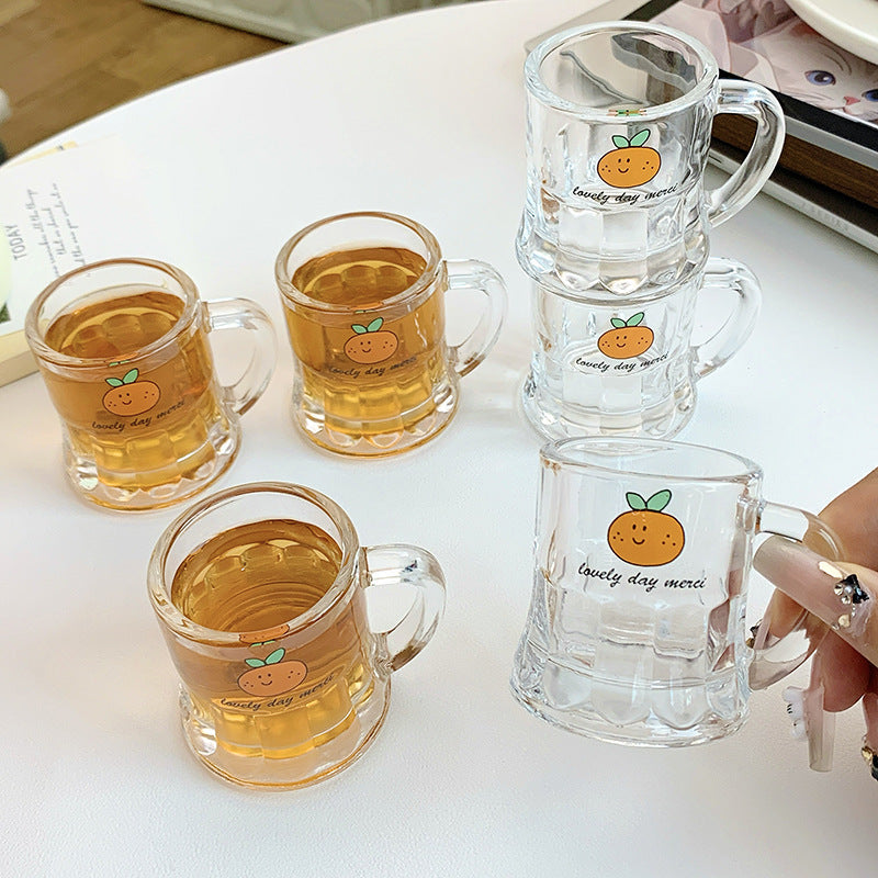 Ceramic Mug Set with Cheerful Orange Design