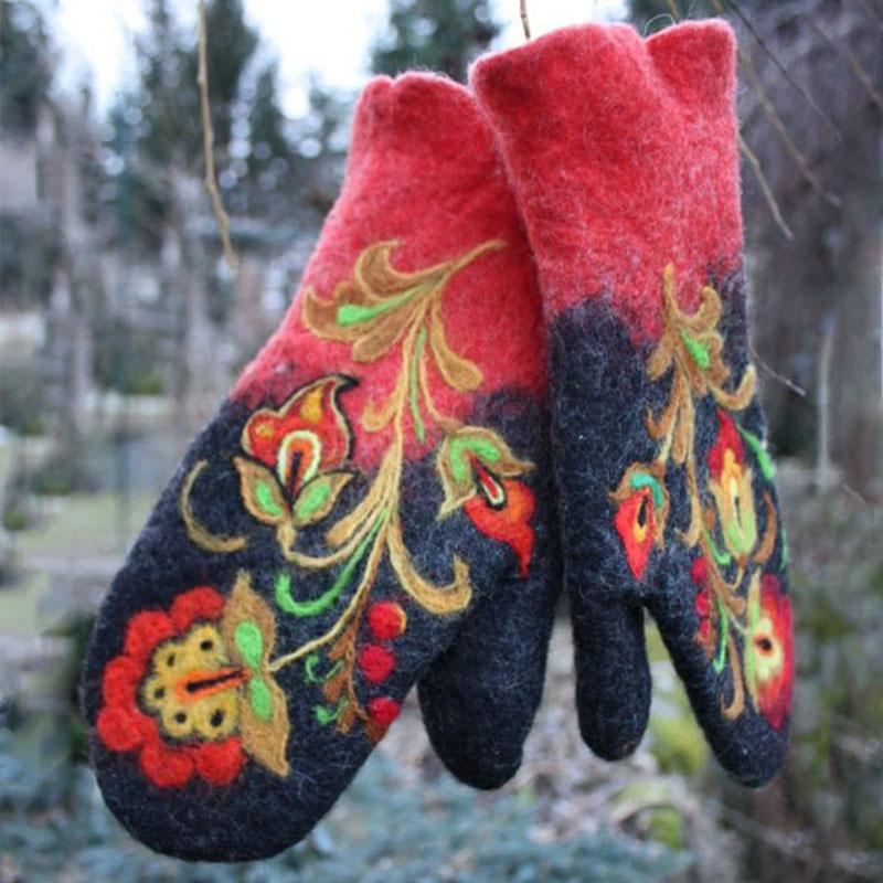 Christmas Flower Embroidered Hand Warmers