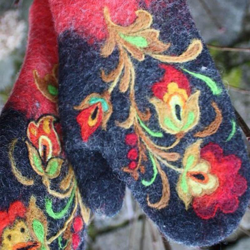 Christmas Flower Embroidered Hand Warmers